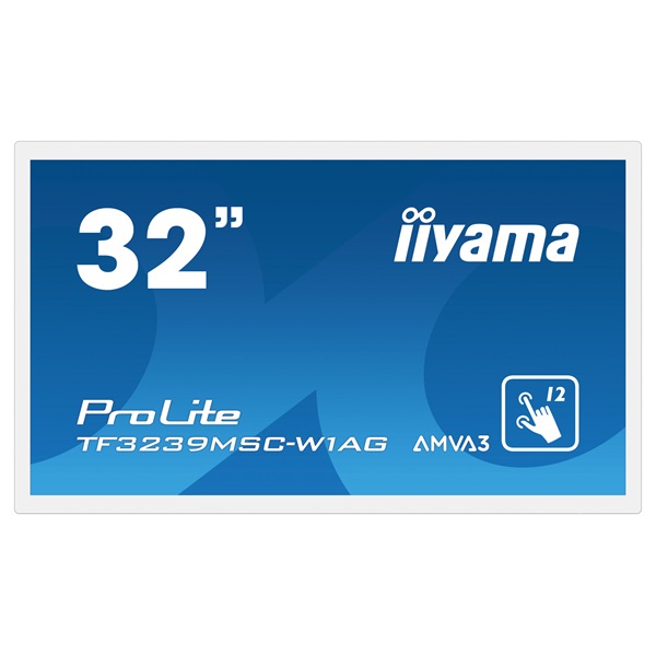 iiyama 24/7 interaktív kijelző, 31,5", 1920x1080, 16:9, 500cd, 8ms, 3000:1,VGA/HDMI/DP, TF3239MSC, Fehér