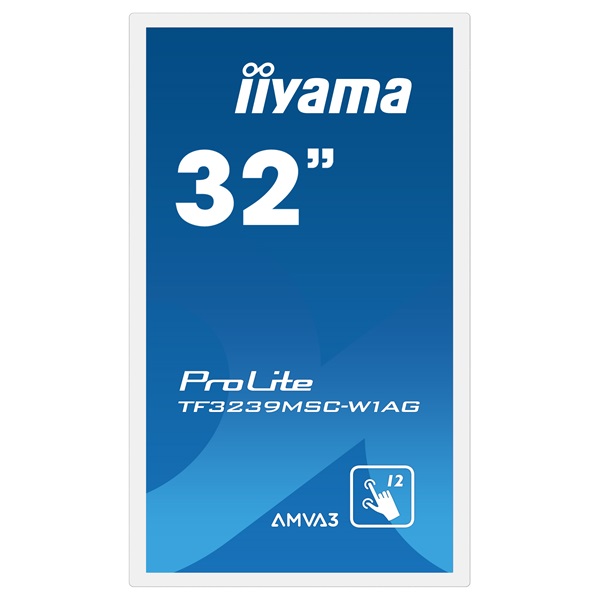 iiyama 24/7 interaktív kijelző, 31,5", 1920x1080, 16:9, 500cd, 8ms, 3000:1,VGA/HDMI/DP, TF3239MSC, Fehér