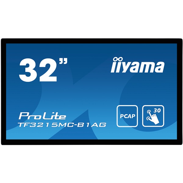 iiyama 24/7 interaktív kijelző, 31,5" , 1920x1080, 16:9, 500cd, 8ms, 3000:1,VGA/HDMI, TF3215MC