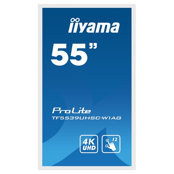 iiyama 24/7 interaktív kijelző, 55", 3840x2160, 16:9, 500cd, 8ms, 1100:1, VGA/HDMI/DP/Ethernet, Open frame, TF5539UHSC