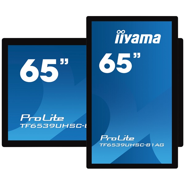 iiyama 24/7 interaktív kijelző, 65", 3840x2160, 16:9, 500cd, 8ms, 1100:1, VGA/HDMI/DP/Ethernet, Open frame, TF6539UHSC