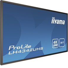 iiyama Prolite 18/7 IPS LFD 42.5" LH4342UHS-B3, 3840x2160, 16:9, 500cd/m2, 9ms, DVI/VGA/HDMI/DP/USB, fekete, pivot