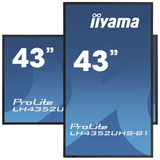 iiyama Prolite 24/7 IPS LFD 42.5" LH4352UHS-B1, 3840x2160, 16:9, 500cd/m2, 8ms, DVI/VGA/HDMI/DP/USB, fekete, pivot