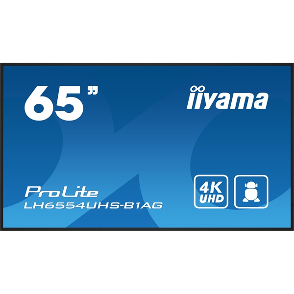 iiyama Prolite 24/7 IPS LFD 64.5" LH6554UHS-B1AG, 3840x2160, 16:9, 500cd/m2, 8ms, DVI/VGA/HDMI/DP/USB/LAN/Wifi,  pivot