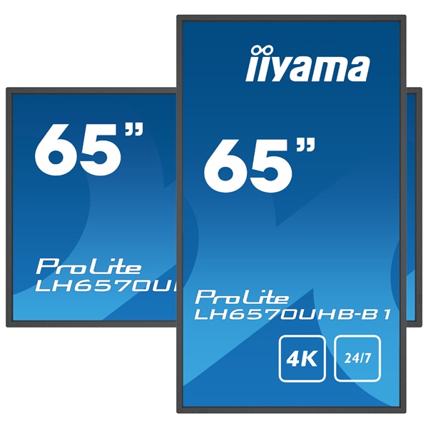 iiyama Prolite 24/7 IPS LFD 64.5" LH6570UHB-B1, 3840x2160, 16:9, 700cd/m2, 8ms, HDMI/USB/RS232/LAN, pivot