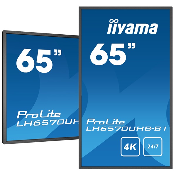 iiyama Prolite 24/7 IPS LFD 64.5" LH6570UHB-B1, 3840x2160, 16:9, 700cd/m2, 8ms, HDMI/USB/RS232/LAN, pivot