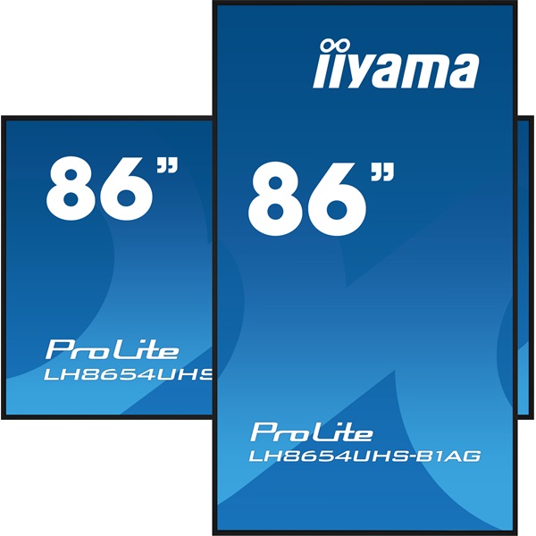 iiyama Prolite  IPS LFD 85.6" LH8654UHS-B1AG, 3840x2160, 16:9, 500cd/m2, 8ms, DVI/VGA/HDMI/DP/USB/LAN, fekete, pivot
