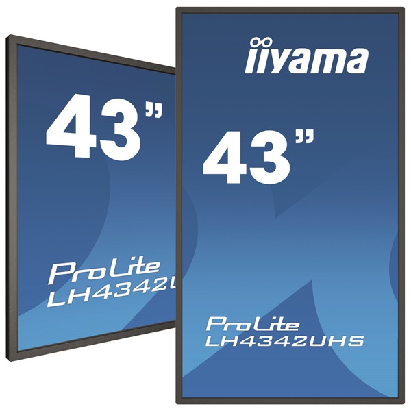 iiyama Prolite 18/7 IPS LFD 42.5" LH4342UHS-B3, 3840x2160, 16:9, 500cd/m2, 9ms, DVI/VGA/HDMI/DP/USB, fekete, pivot