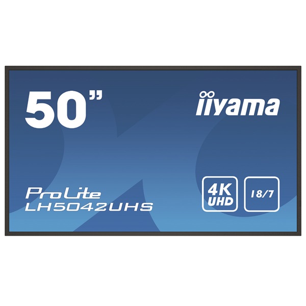 iiyama Prolite 18/7 VA LFD 49.5" LH5042UHS-B3, 3840x2160, 16:9, 500cd/m2, 9ms, DVI/VGA/HDMI/DP/USB, fekete, pivot