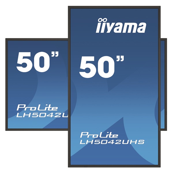 iiyama Prolite 18/7 VA LFD 49.5" LH5042UHS-B3, 3840x2160, 16:9, 500cd/m2, 9ms, DVI/VGA/HDMI/DP/USB, fekete, pivot