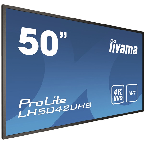 iiyama Prolite 18/7 VA LFD 49.5" LH5042UHS-B3, 3840x2160, 16:9, 500cd/m2, 9ms, DVI/VGA/HDMI/DP/USB, fekete, pivot