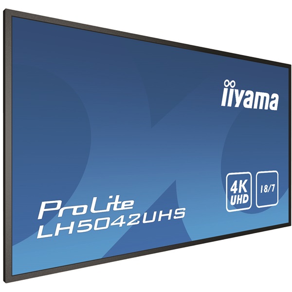 iiyama Prolite 18/7 VA LFD 49.5" LH5042UHS-B3, 3840x2160, 16:9, 500cd/m2, 9ms, DVI/VGA/HDMI/DP/USB, fekete, pivot