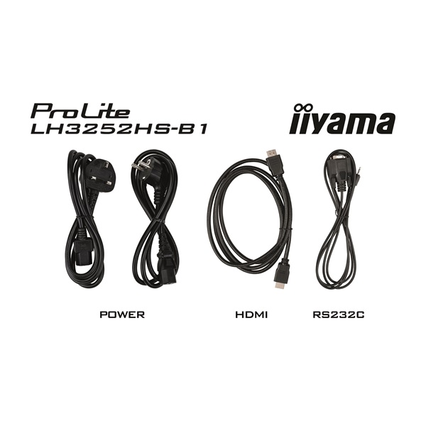 iiyama Prolite 24/7 IPS LFD 31.5" LH3252HS-B1, 1920x1080, 16:9, 400cd/m2, 8ms, DVI/VGA/HDMI/DP/USB, fekete, pivot
