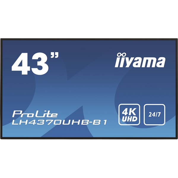 iiyama Prolite 24/7 VA LFD 42.5" LH4370UHB-B1, 3840x2160, 16:9, 700cd/m2, 8ms, HDMI/USB, fekete, pivot