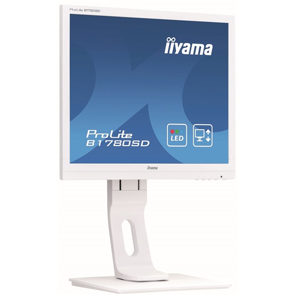 iiyama Prolite monitor, 17", 1280x1024, 5:4, 250cd, 5ms, DVI/VGA, Hangszóró, Fehér, pivot,állítható mag., dönthető