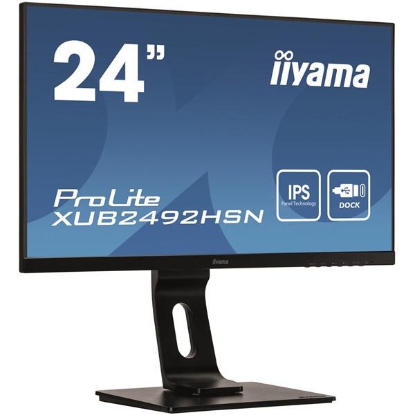 iiyama Prolite monitor, IPS, 24", 1920x1080, 16:9, 250cd, 4ms, VGA/HDMI/DP/USB, Hangszóró,pivot, állítható mag.,dönthető