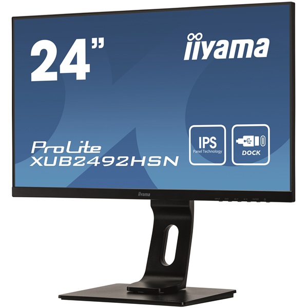 iiyama Prolite monitor, IPS, 24", 1920x1080, 16:9, 250cd, 4ms, VGA/HDMI/DP/USB, Hangszóró,pivot, állítható mag.,dönthető