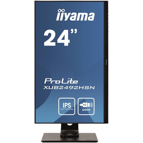 iiyama Prolite monitor, IPS, 24", 1920x1080, 16:9, 250cd, 4ms, VGA/HDMI/DP/USB, Hangszóró,pivot, állítható mag.,dönthető