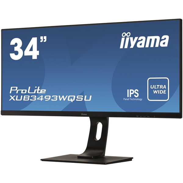 iiyama Prolite monitor, IPS, 34", 3440x1440, 21:9, 400cd, 4ms, HDMI/DP/USB, Hangszóró, állítható mag., dönthető