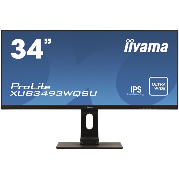 iiyama Prolite monitor, IPS, 34", 3440x1440, 21:9, 400cd, 4ms, HDMI/DP/USB, Hangszóró, állítható mag., dönthető