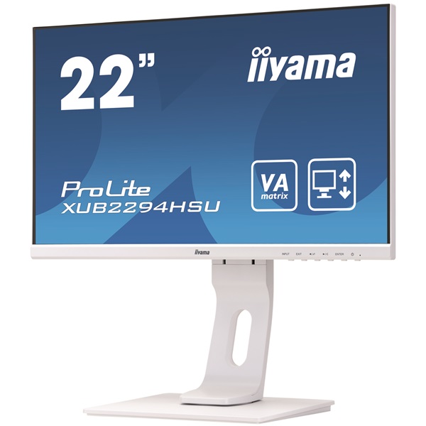 iiyama Prolite monitor, VA, 21,5", 1920x1080, 16:9, 250cd, 4ms, VGA/HDMI/DP, Hangszóró, pivot, állítható mag., dönthető