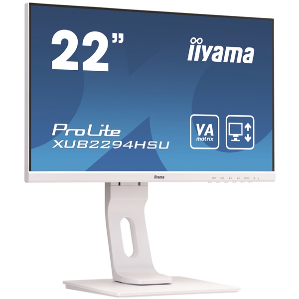 iiyama Prolite monitor, VA, 21,5", 1920x1080, 16:9, 250cd, 4ms, VGA/HDMI/DP, Hangszóró, pivot, állítható mag., dönthető