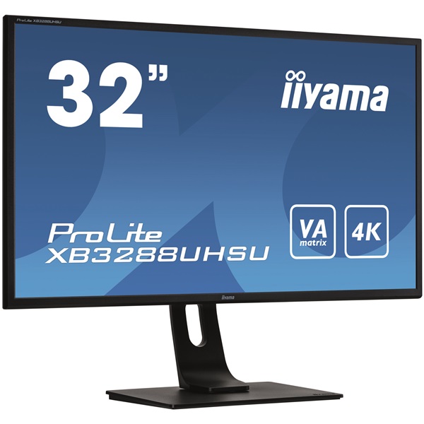 iiyama Prolite monitor, VA, 31,5", 3840x2160, 16:9, 300cd, 3ms, HDMI/DP/USB, Hangszóró, állítható mag., dönthető