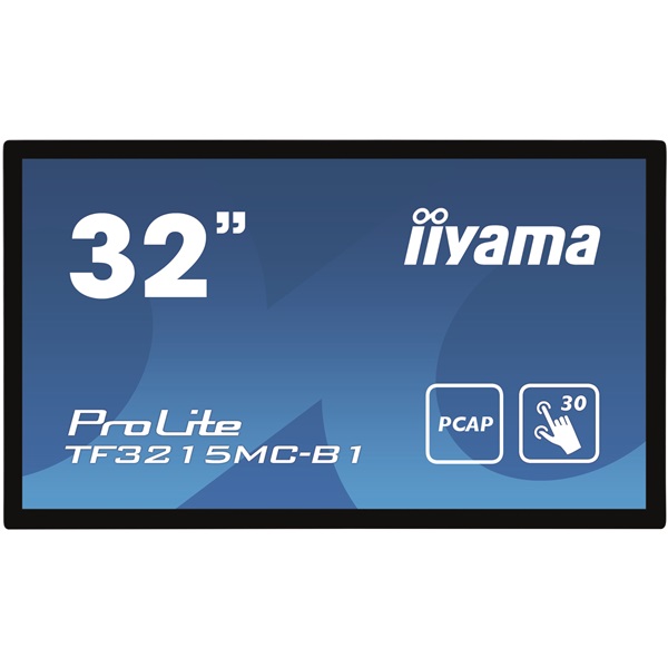 iiyama 24/7 interaktív kijelző, 31,5", 1920x1080, 16:9, 460Cd, 8ms, 3000:1, VGA/HDMI/USB, open frame, TF3215MC