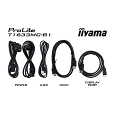 iiyama touch monitor, 15,6", 1366x768, 16:9, 255cd, 8ms, 500:1,VGA/HDMI/DP, T1633MC