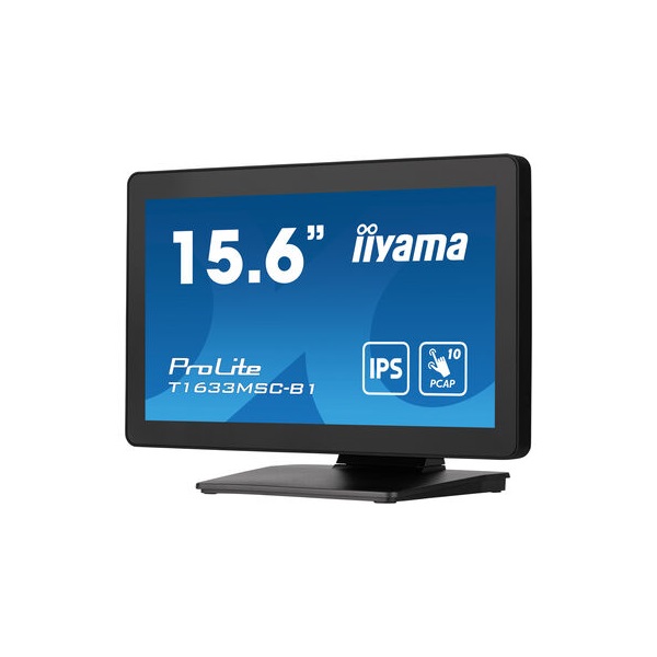 iiyama touch monitor, 15,6", 1920 x 1080, 16:9, 450cd, 5ms, 1000:1, HDMI/DP/UDBx2, T1633MSC-B1