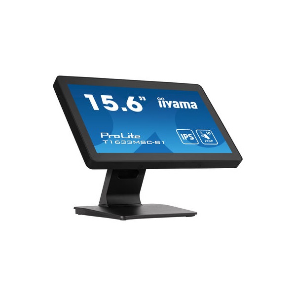 iiyama touch monitor, 15,6", 1920 x 1080, 16:9, 450cd, 5ms, 1000:1, HDMI/DP/UDBx2, T1633MSC-B1