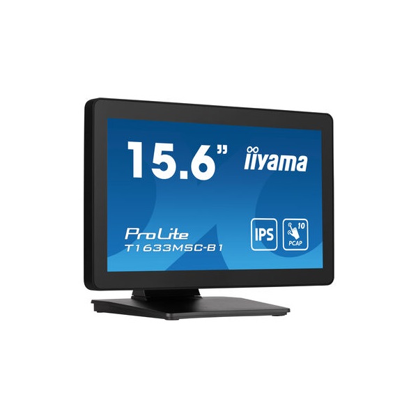 iiyama touch monitor, 15,6", 1920 x 1080, 16:9, 450cd, 5ms, 1000:1, HDMI/DP/UDBx2, T1633MSC-B1