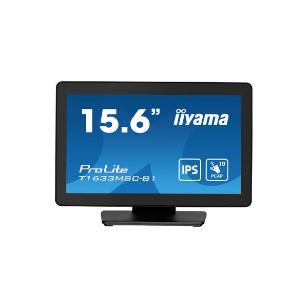 iiyama touch monitor, 15,6", 1920 x 1080, 16:9, 450cd, 5ms, 1000:1, HDMI/DP/UDBx2, T1633MSC-B1