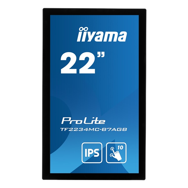 iiyama touch monitor, 21,5", 1920x1080, 16:9, 300cd, 8ms, 1000:1,VGA/HDMI/DP, Open frame, TF2234MC